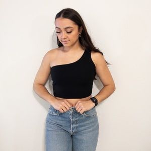 SHEIN Baby One Shoulder Top in Black